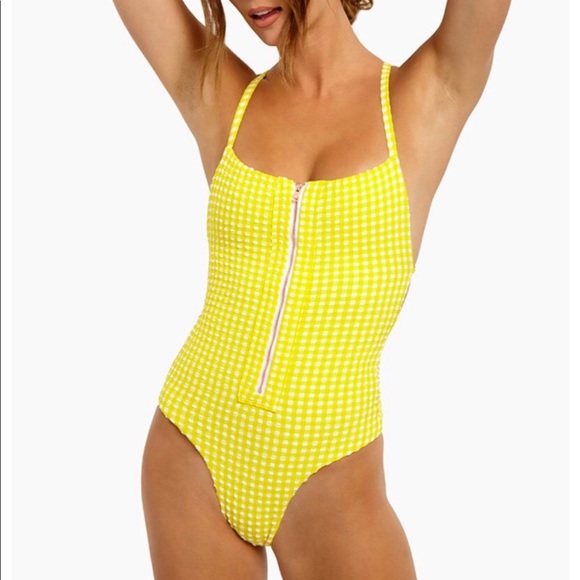 Nwt blue life Zipped Up One Piece Swimsuit Yellow - Picture 3 of 8